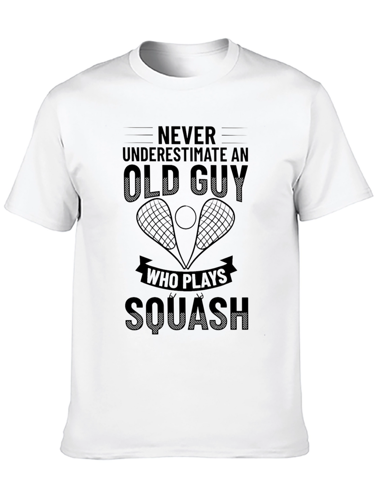 Old Guy Squash Player Black T-Shirt