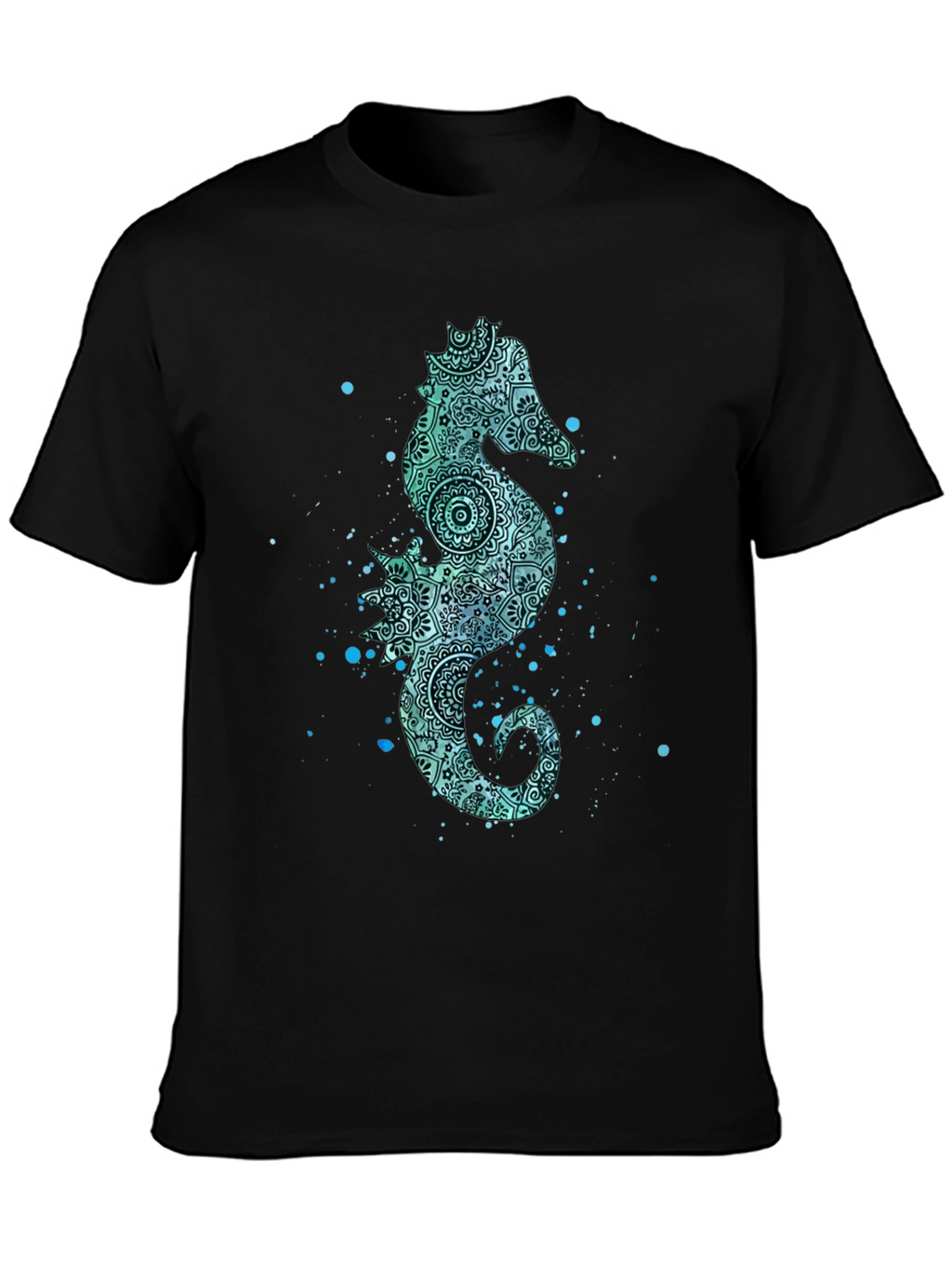Seahorse Graphic Tee - Mens Black Cotton T-Shirt