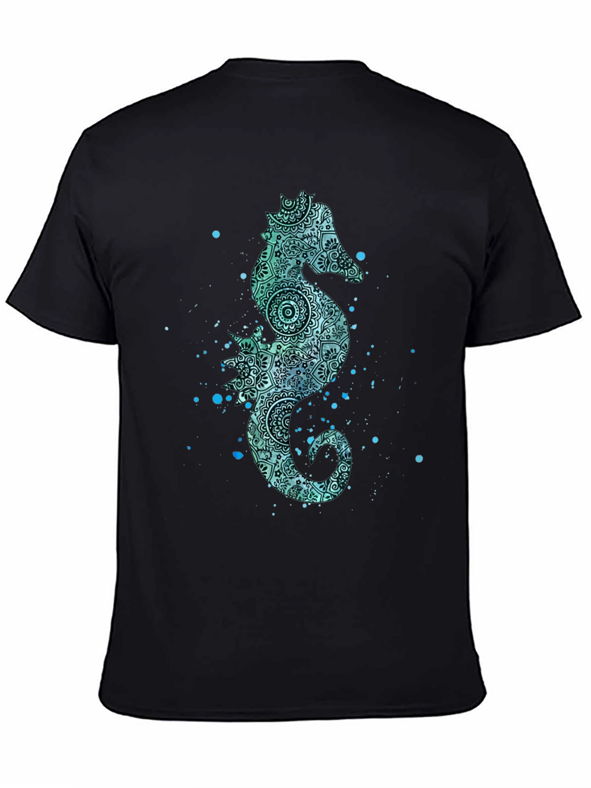 Seahorse Graphic Tee - Mens Black Cotton T-Shirt