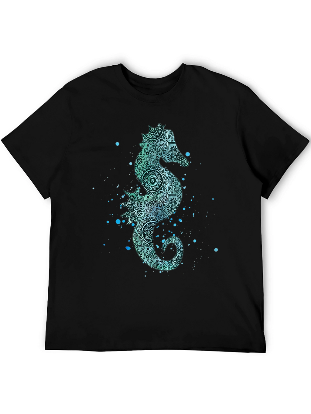 Seahorse Graphic Tee - Mens Black Cotton T-Shirt