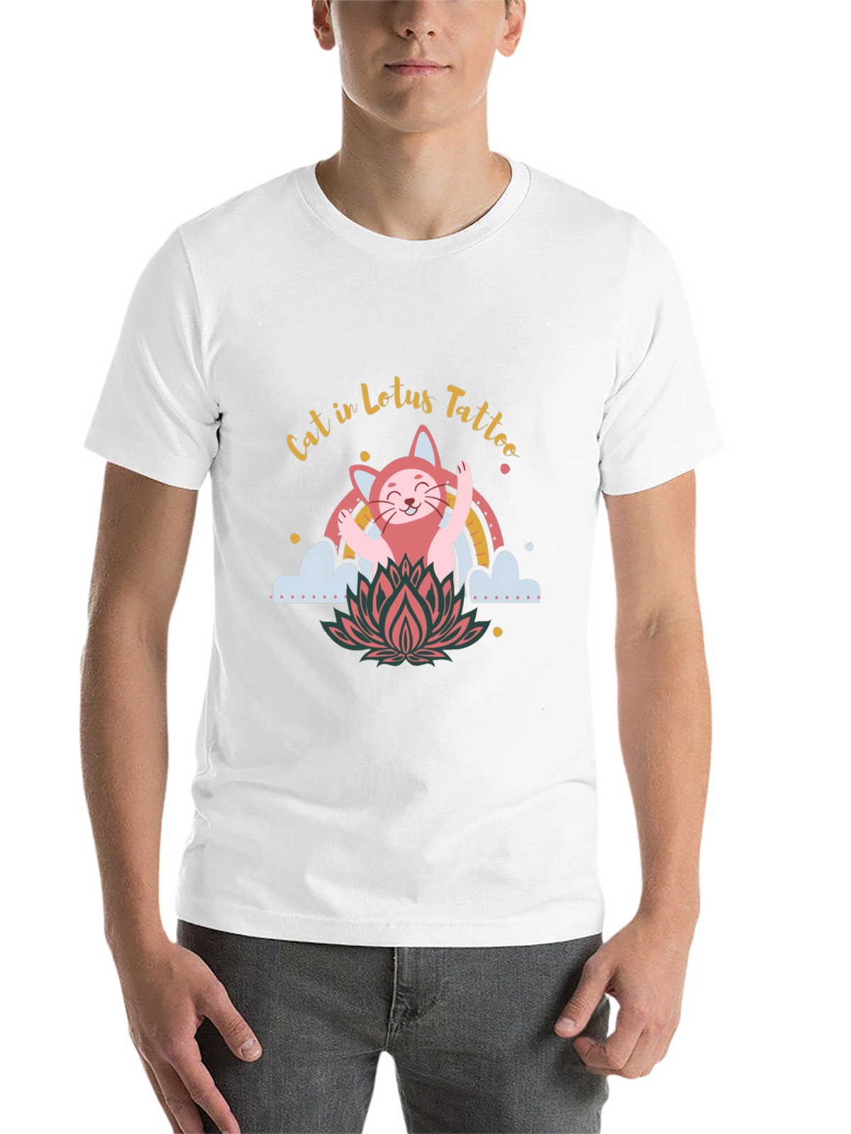 Cat in Lotus Tattoo Graphic Tee