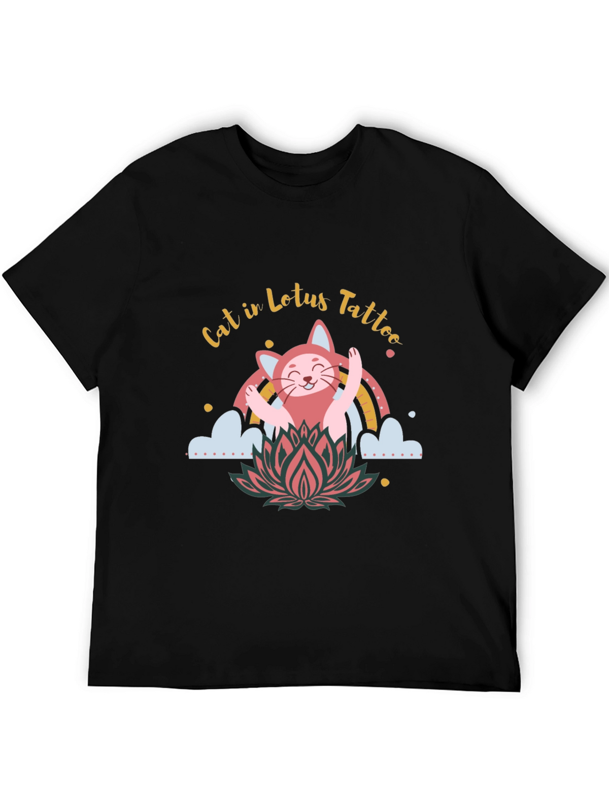 Cat in Lotus Tattoo Graphic Tee