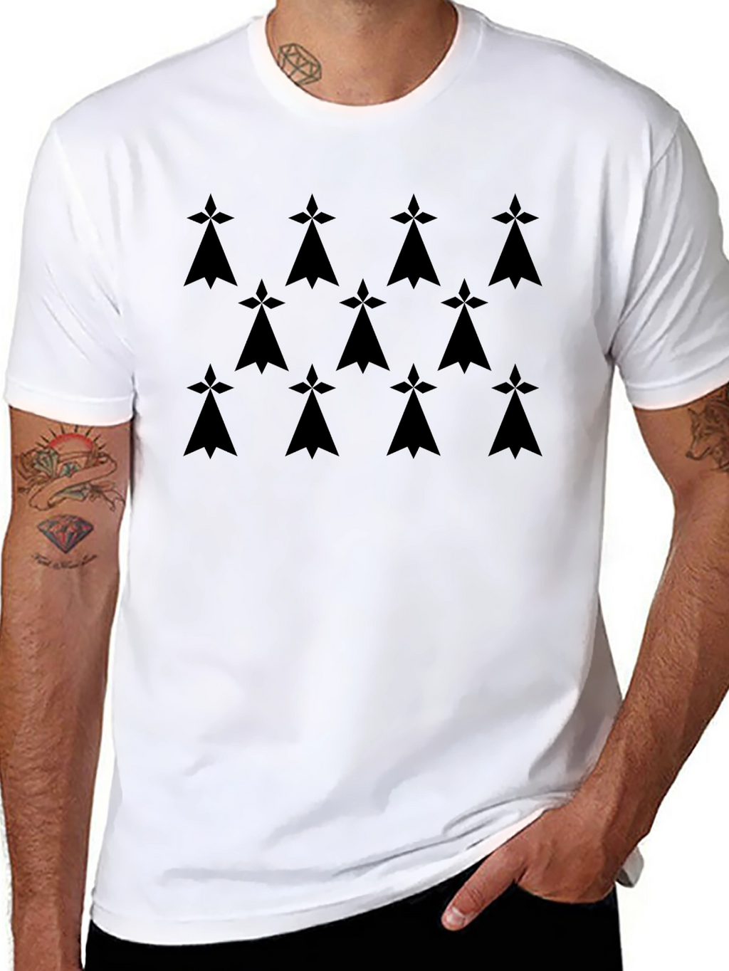 Mens Black Ermine Pattern T-Shirt