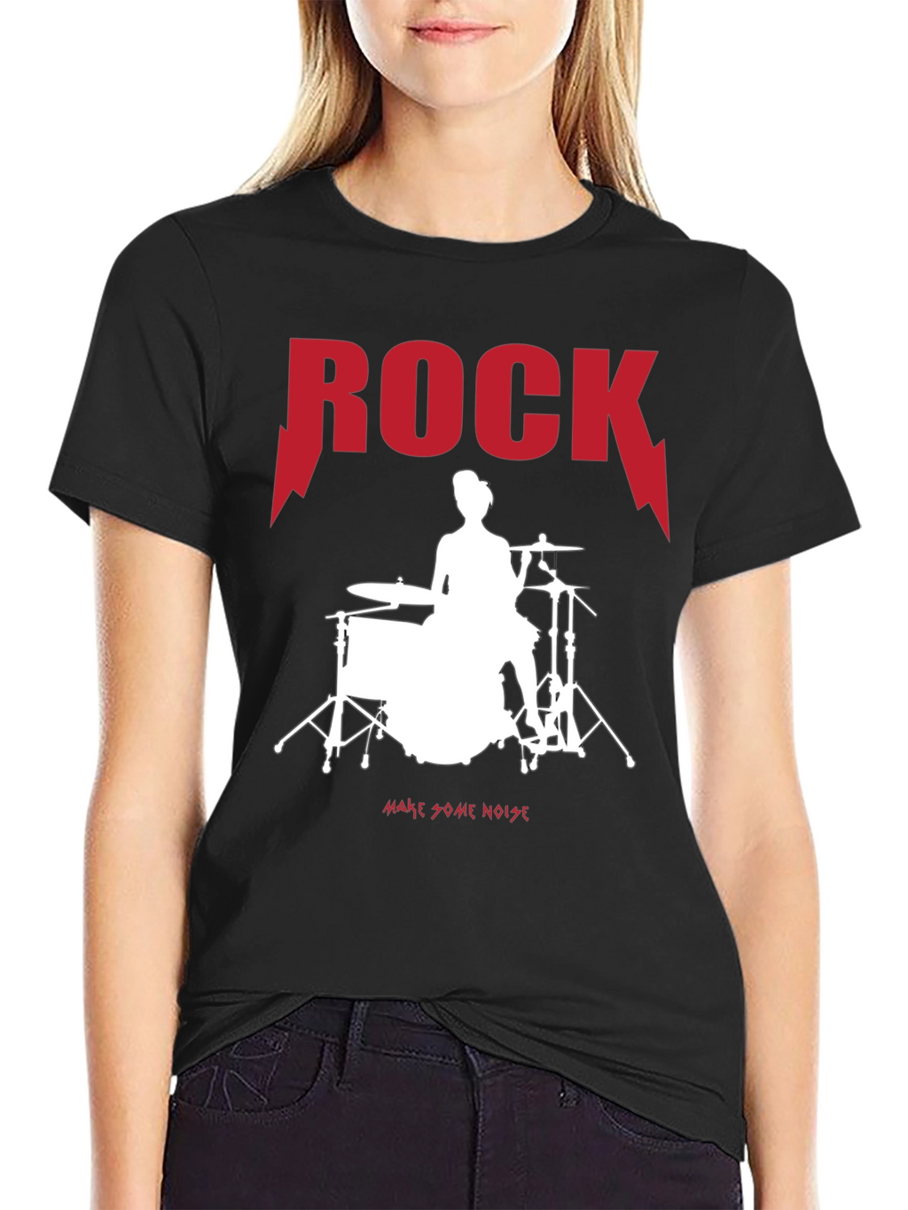 Rock Drummer Graphic Tee - Unisex Black T-Shirt