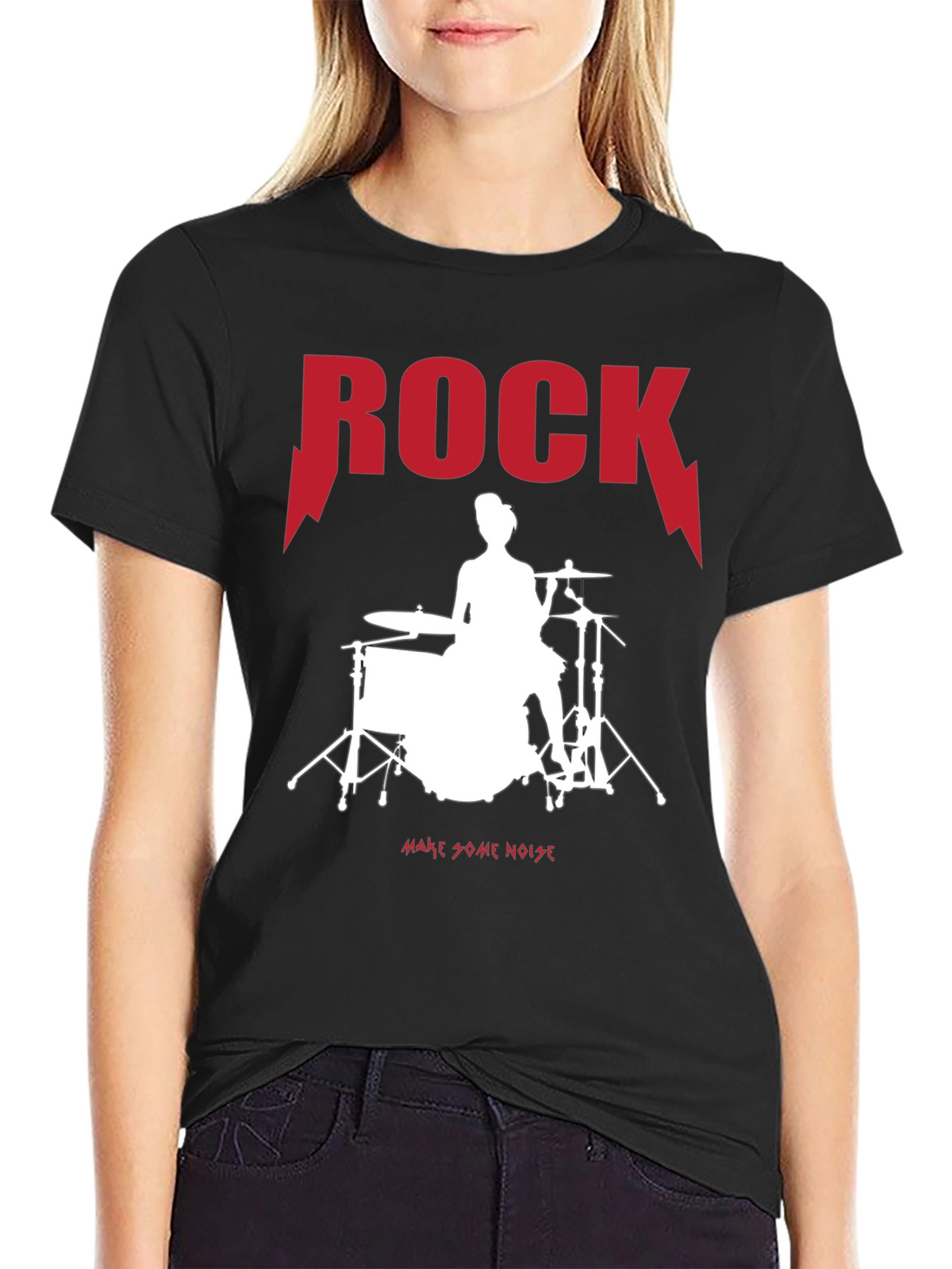 Rock Drummer Graphic Tee - Unisex Black T-Shirt