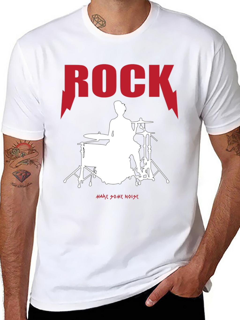 Rock Drummer Graphic Tee - Unisex Black T-Shirt