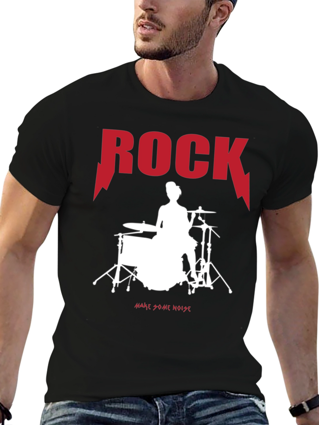 Rock Drummer Graphic Tee - Unisex Black T-Shirt