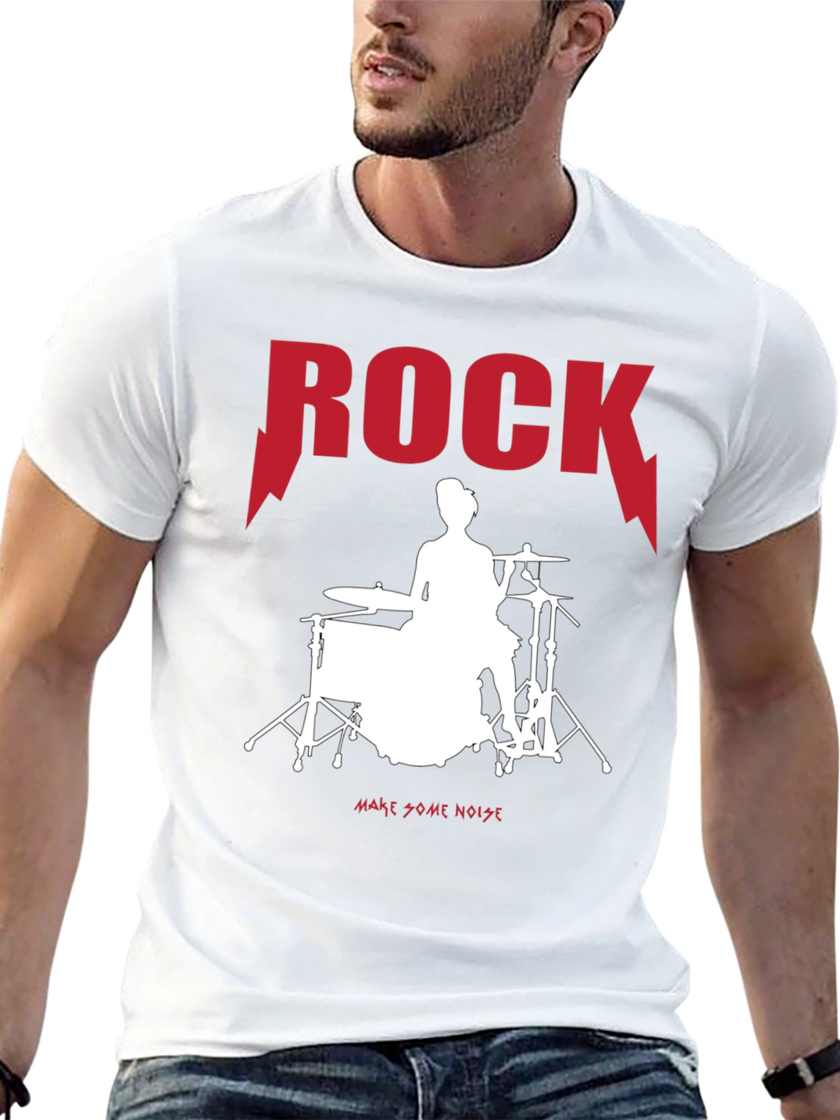 Rock Drummer Graphic Tee - Unisex Black T-Shirt