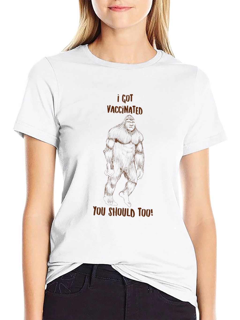I Got Vaccinated Bigfoot Tee