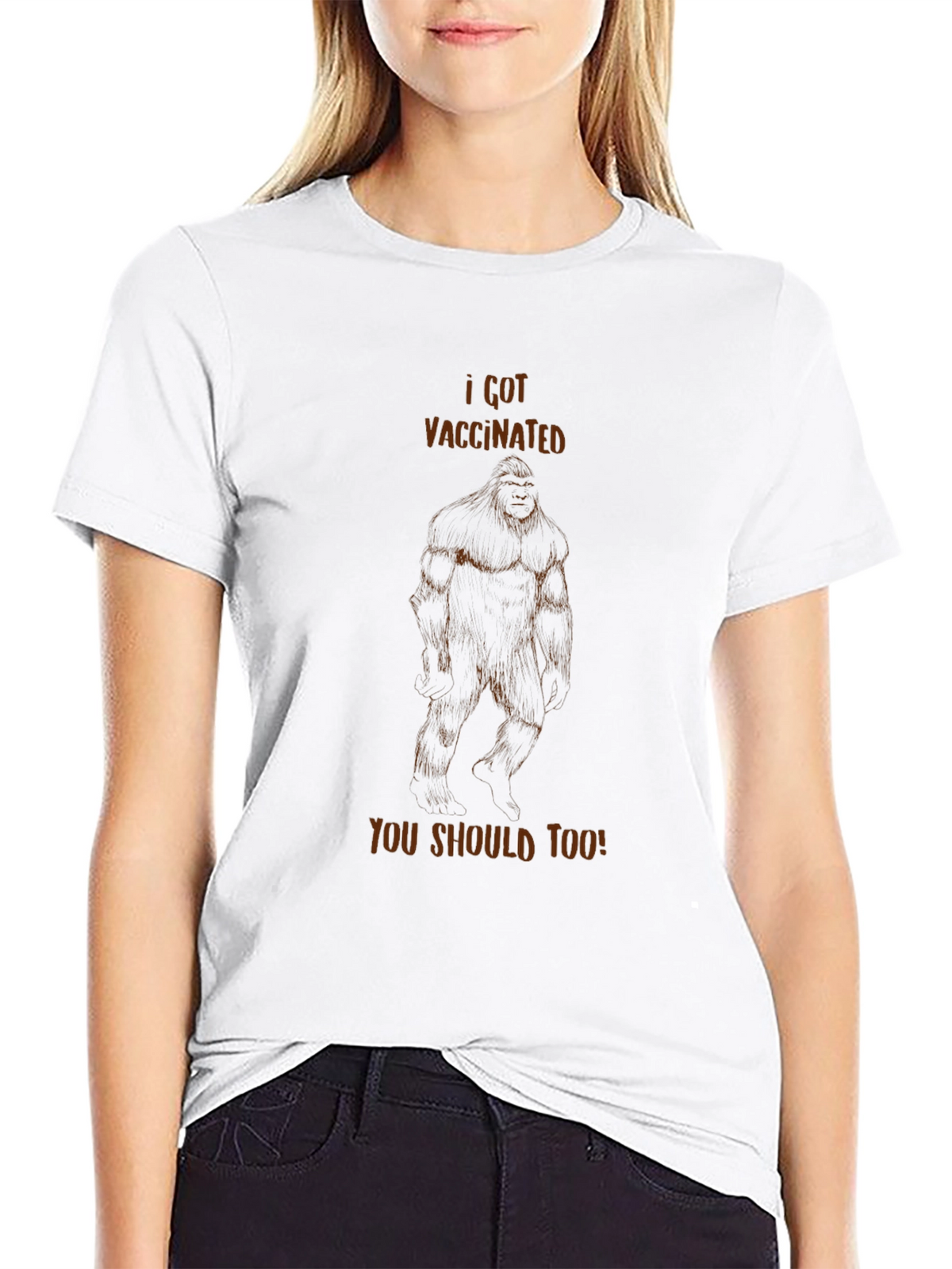 I Got Vaccinated Bigfoot Tee