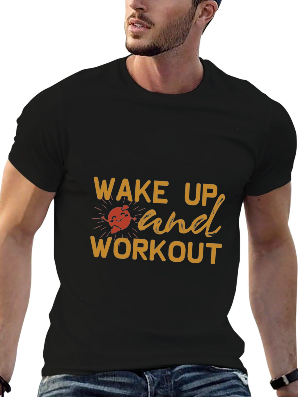 Wake Up & Workout Black Graphic Tee