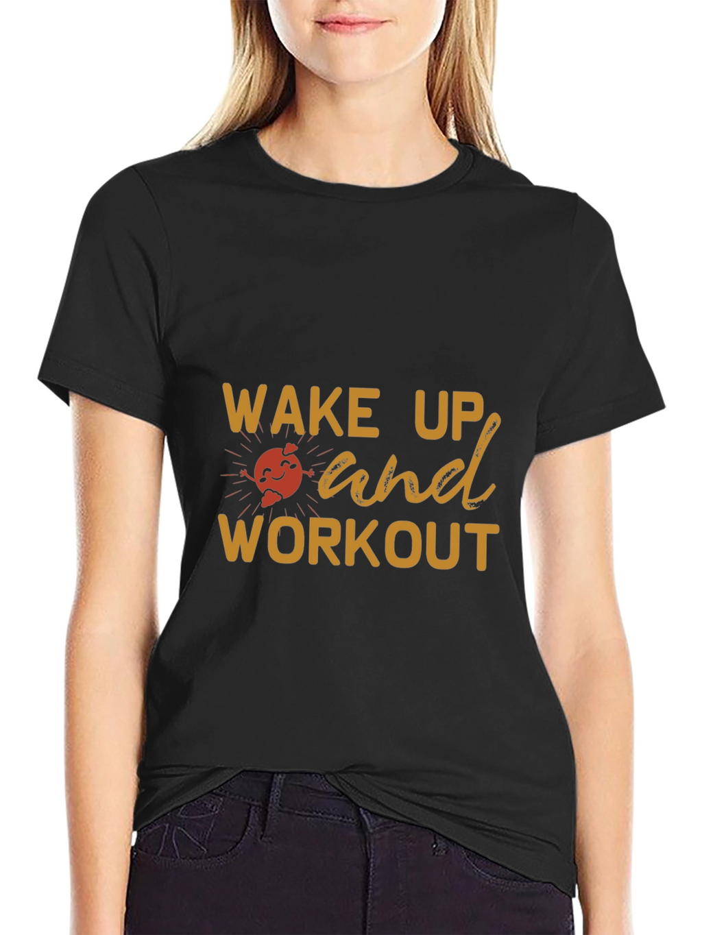 Wake Up & Workout Black Graphic Tee