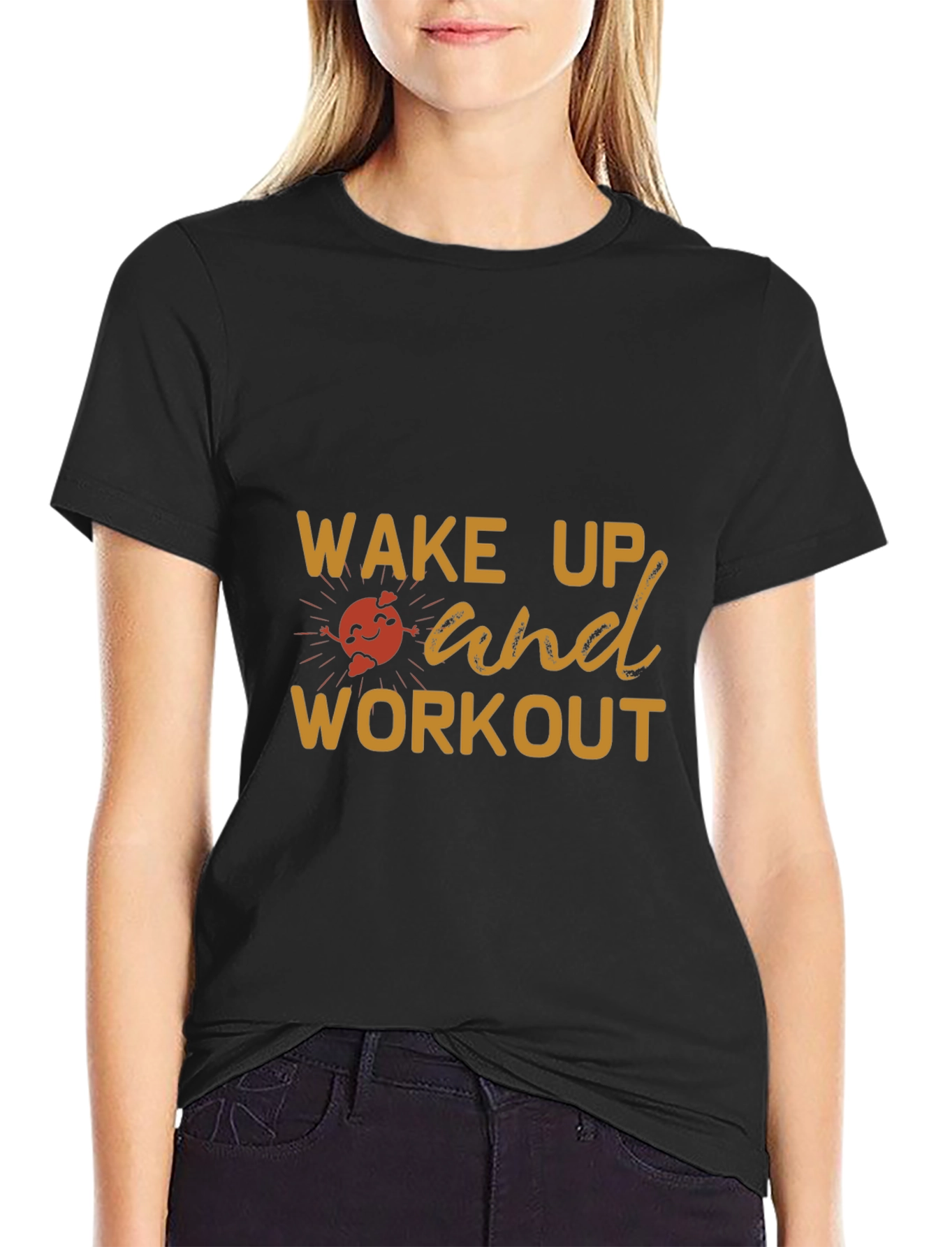 Wake Up & Workout Black Graphic Tee