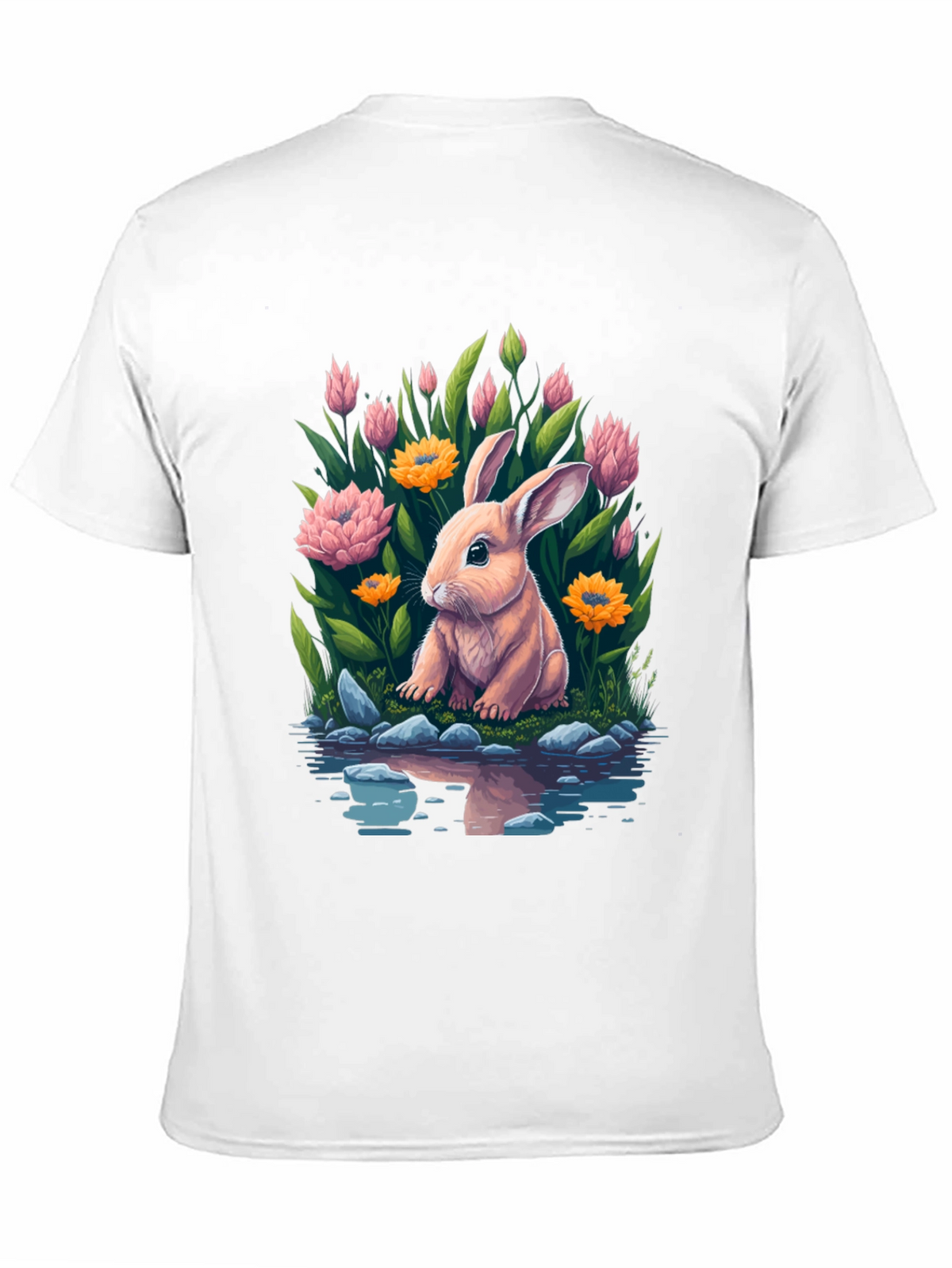 Bunny & Blooms Graphic Tee - Mens Black T-Shirt