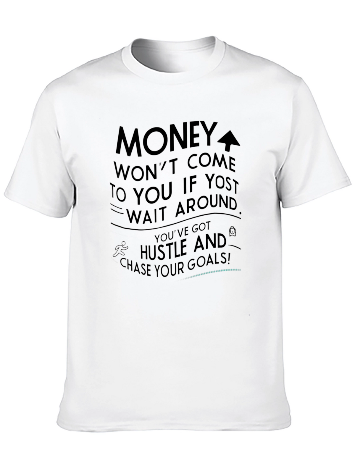 Motivational Black Graphic T-Shirt - Hustle & Goals