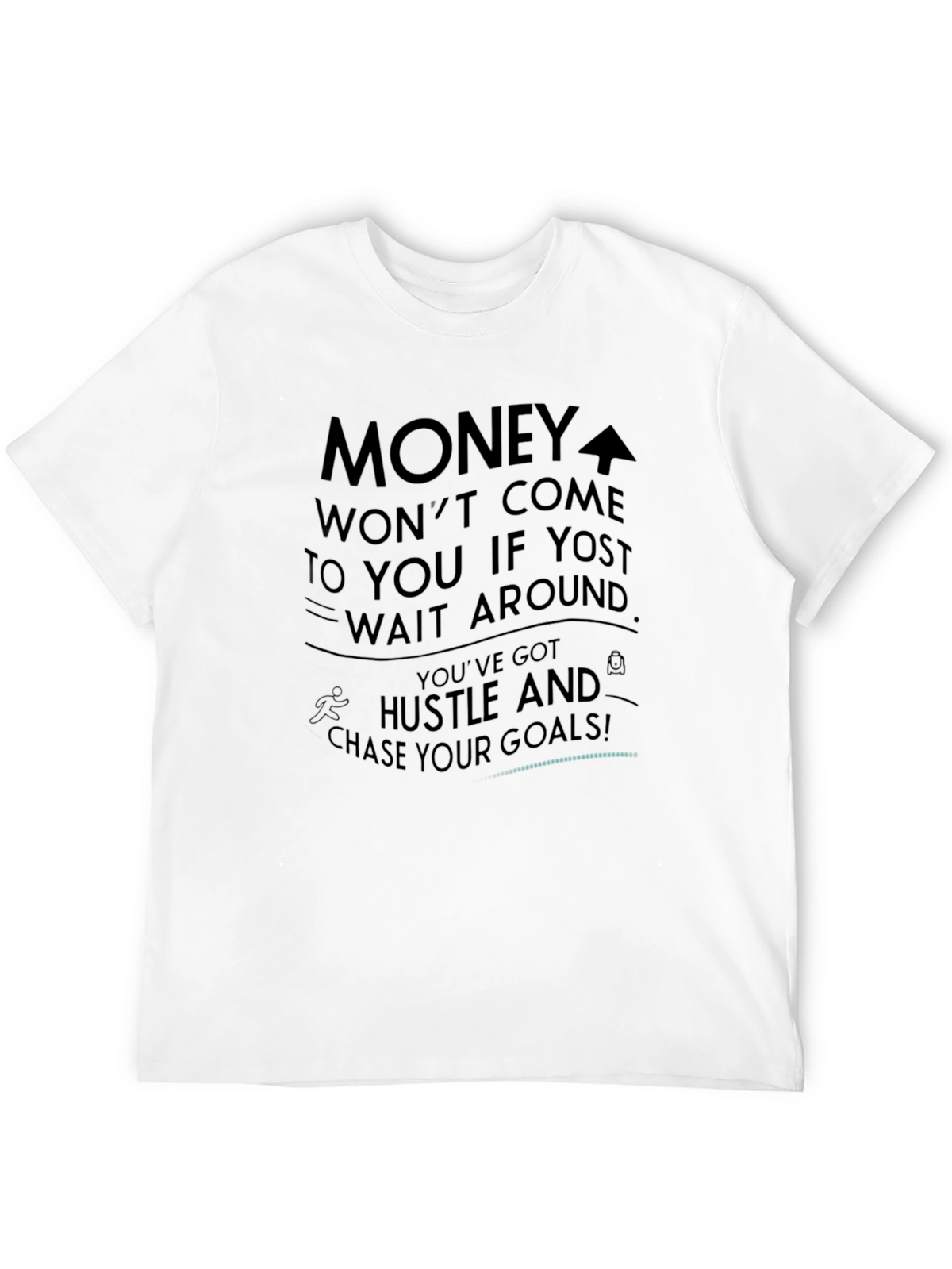 Motivational Black Graphic T-Shirt - Hustle & Goals