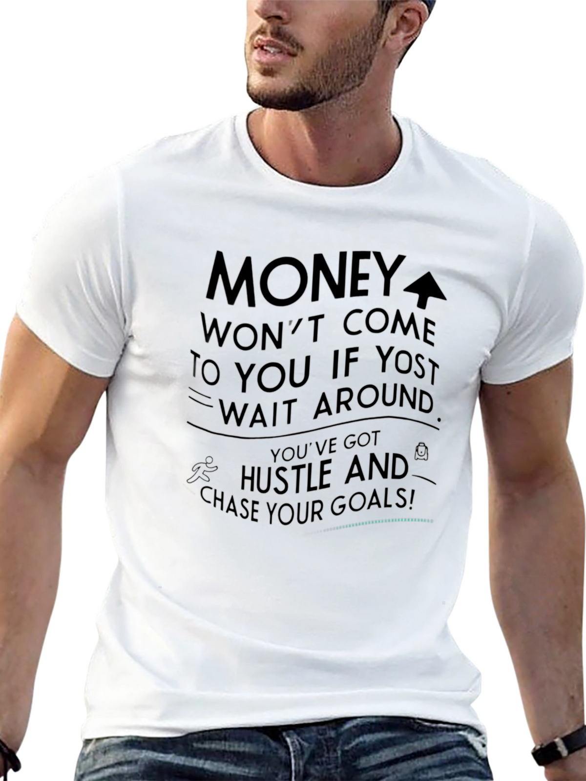 Motivational Black Graphic T-Shirt - Hustle & Goals