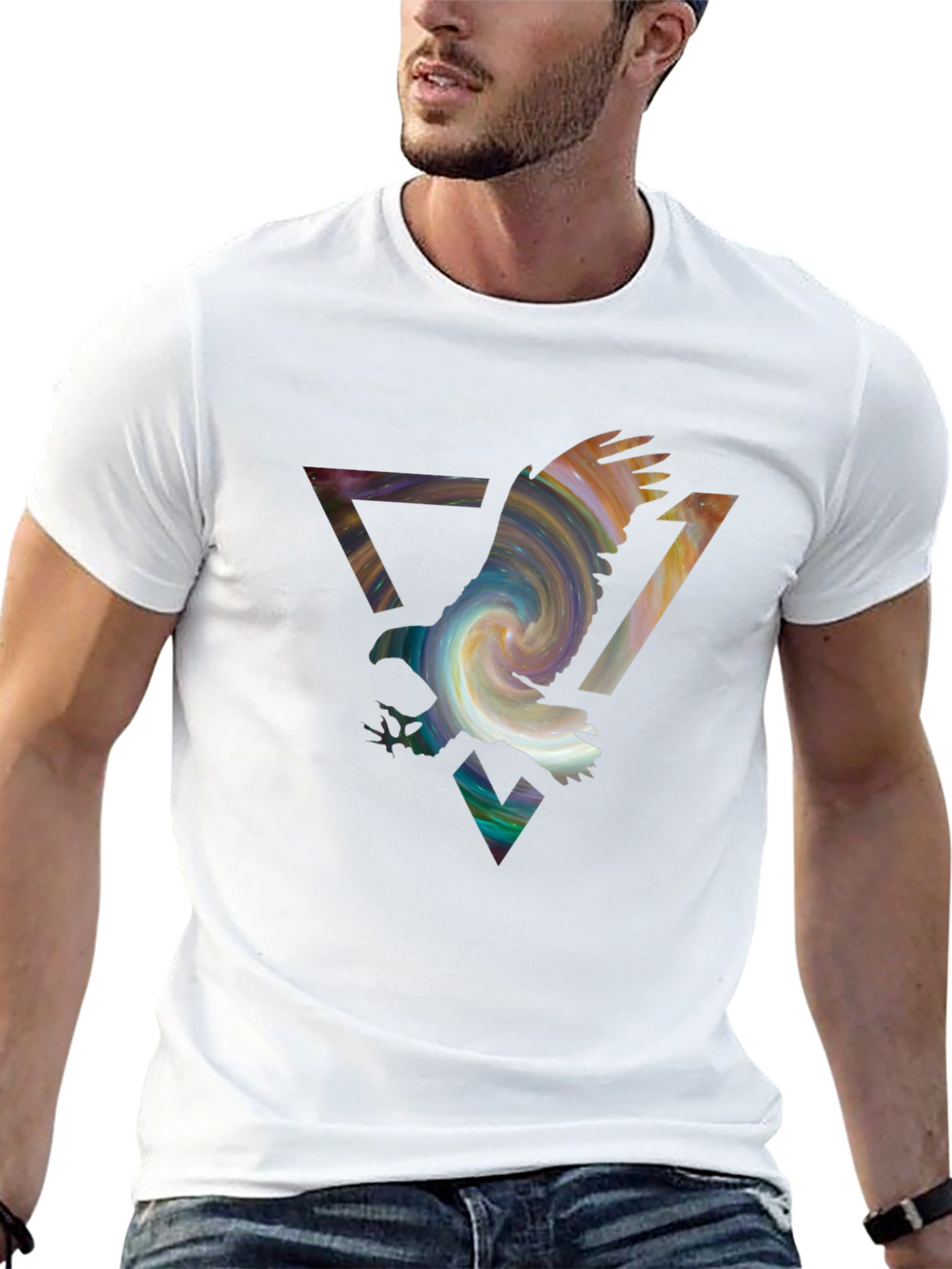 Eagle Galaxy Mens Black Graphic Tee