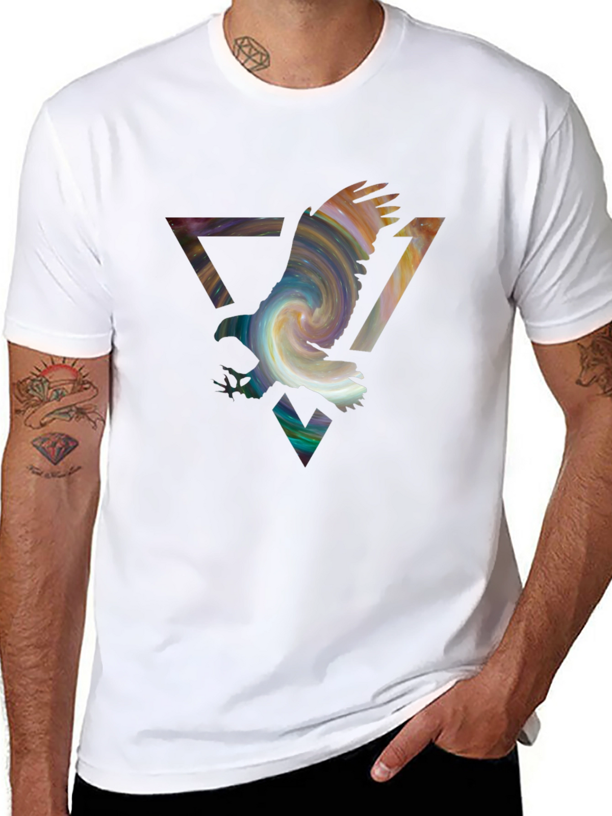 Eagle Galaxy Mens Black Graphic Tee
