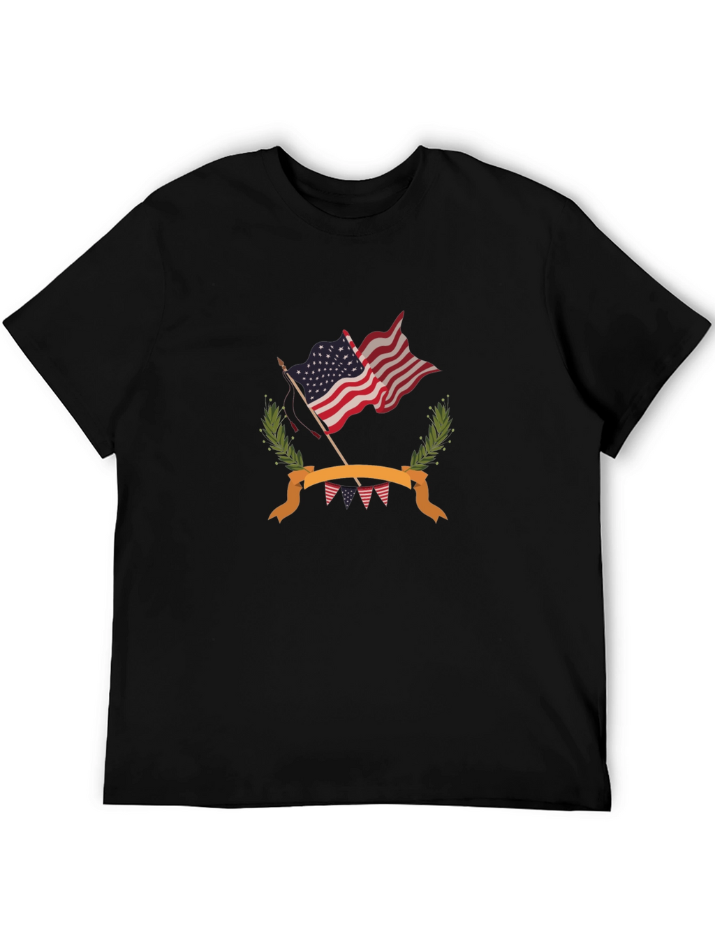 Patriotic USA Flag Graphic Tee - Black Cotton T-Shirt