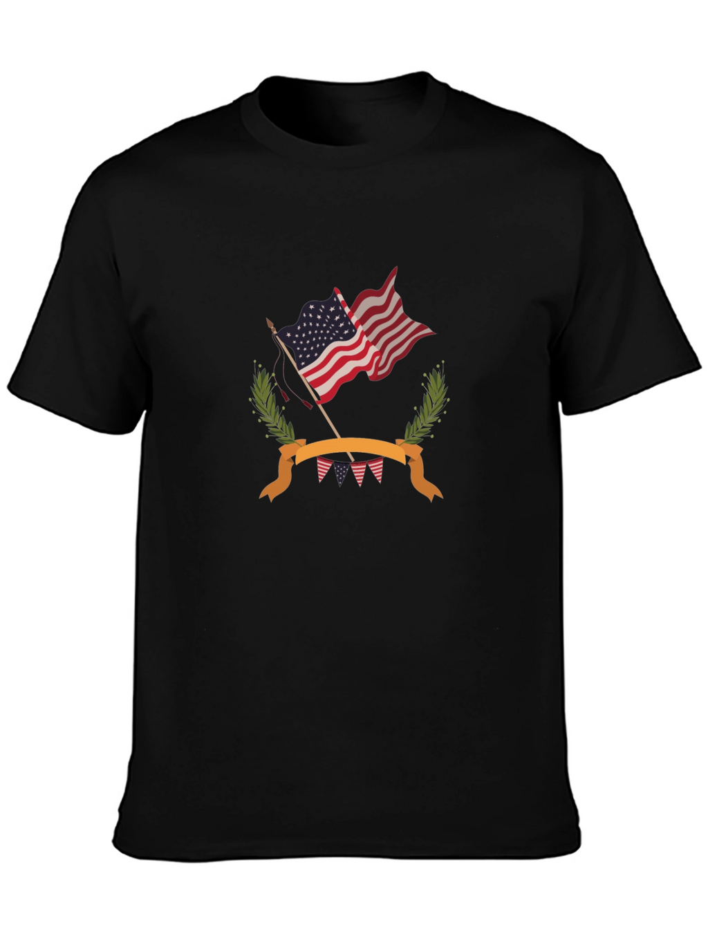 Patriotic USA Flag Graphic Tee - Black Cotton T-Shirt