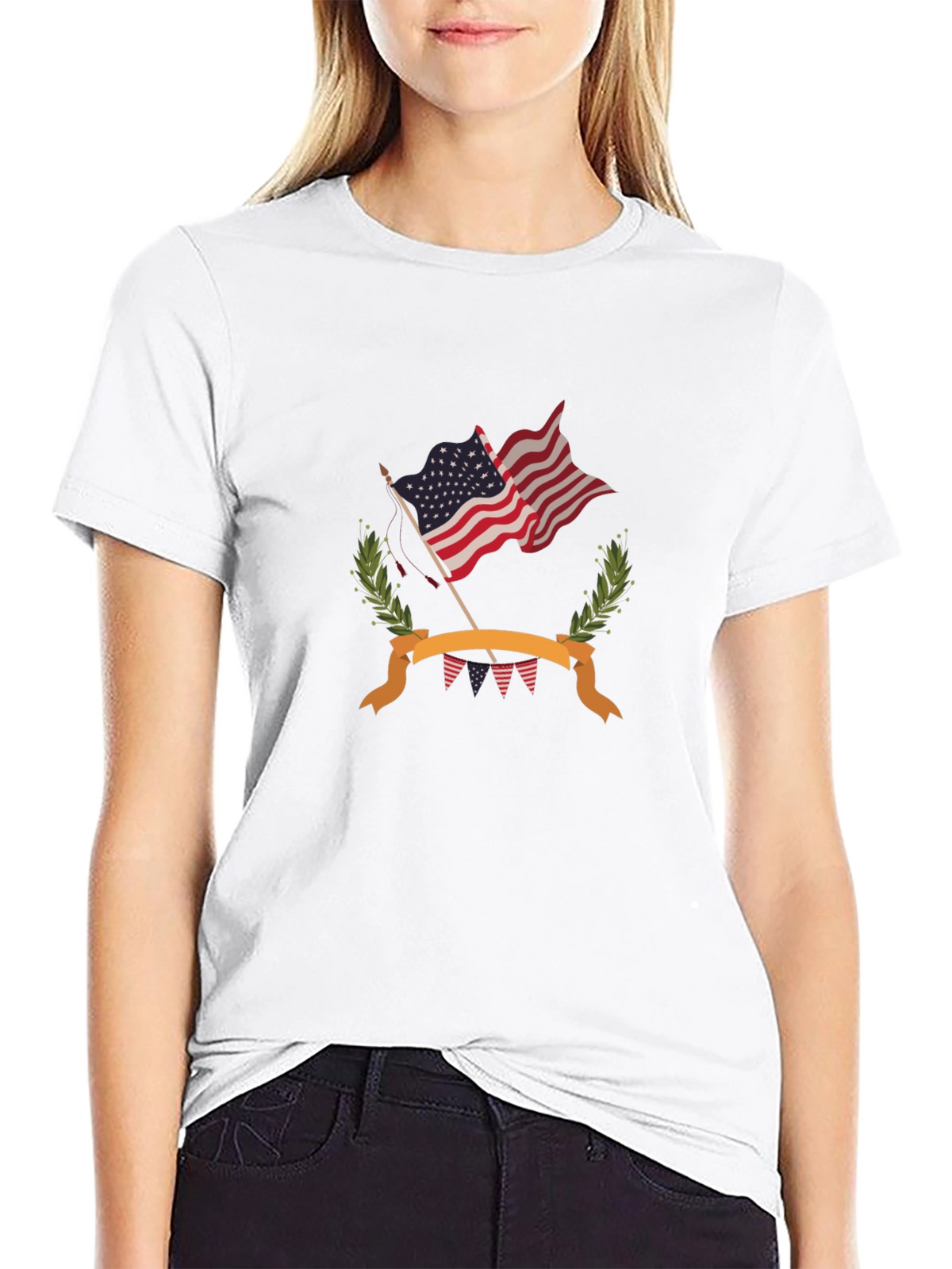 Patriotic USA Flag Graphic Tee - Black Cotton T-Shirt