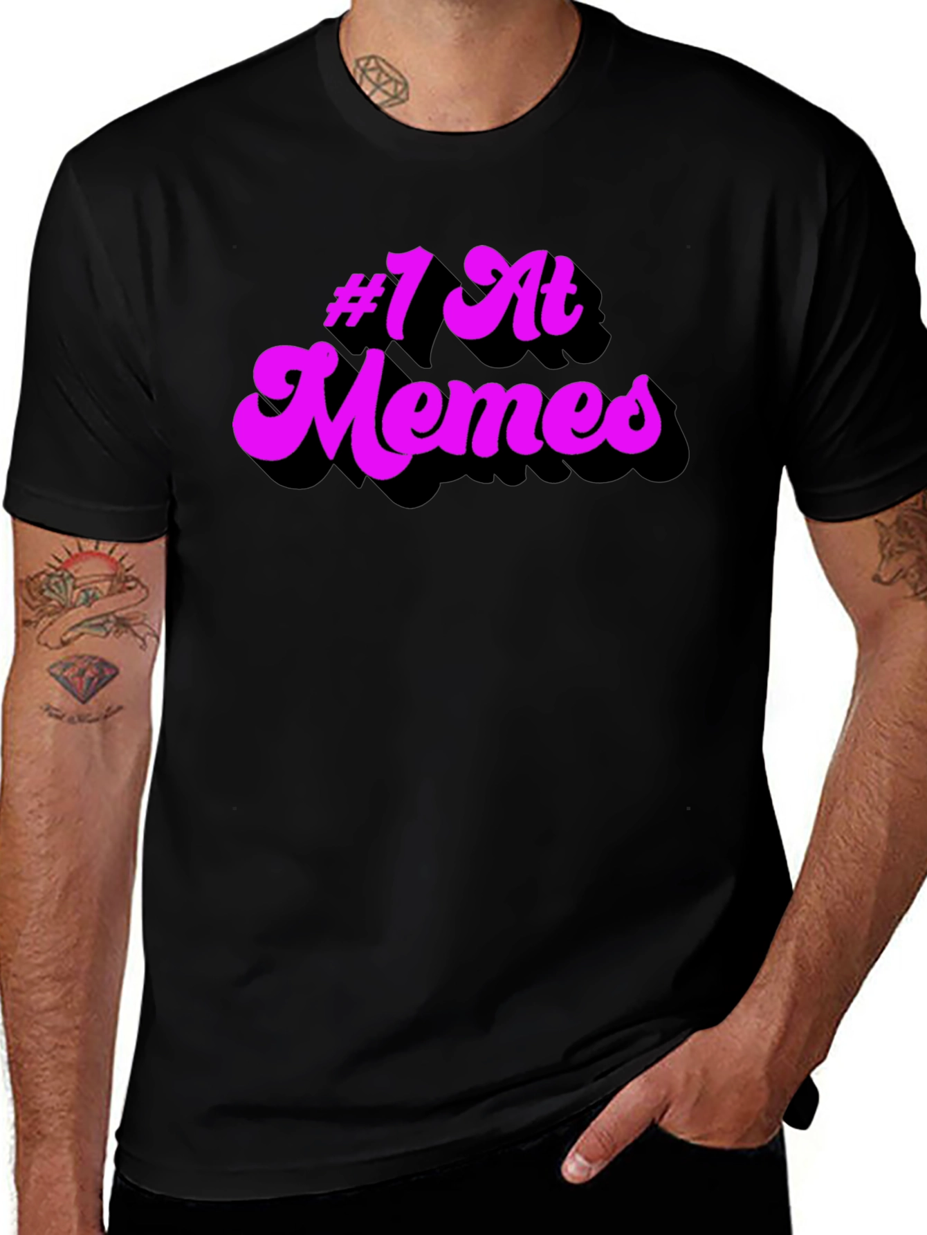 #1 at Memes Graphic T-Shirt - Black Cotton Tee