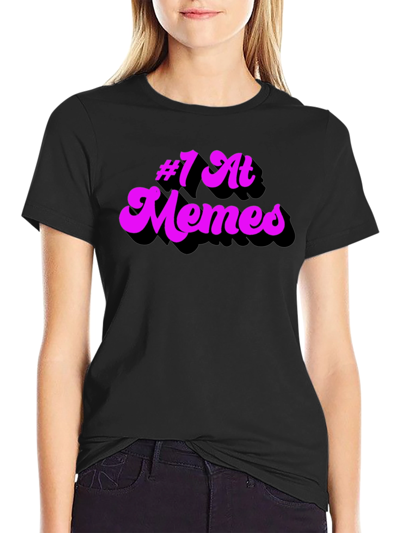 #1 at Memes Graphic T-Shirt - Black Cotton Tee