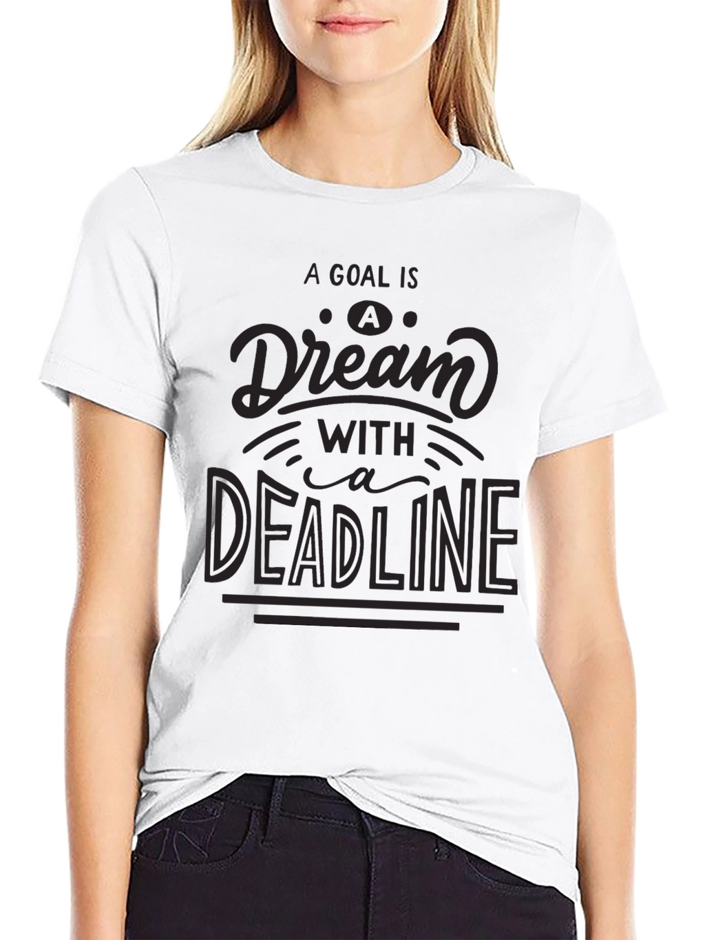 Goal Dream Deadline Black Graphic Tee
