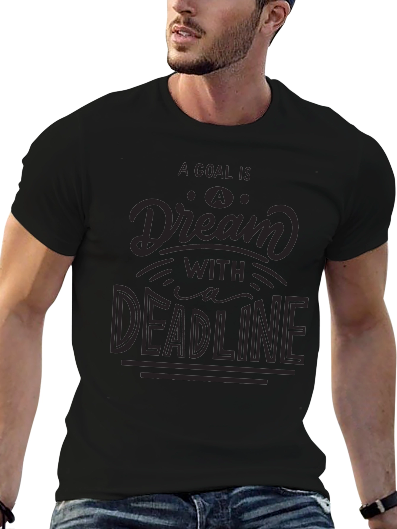 Goal Dream Deadline Black Graphic Tee
