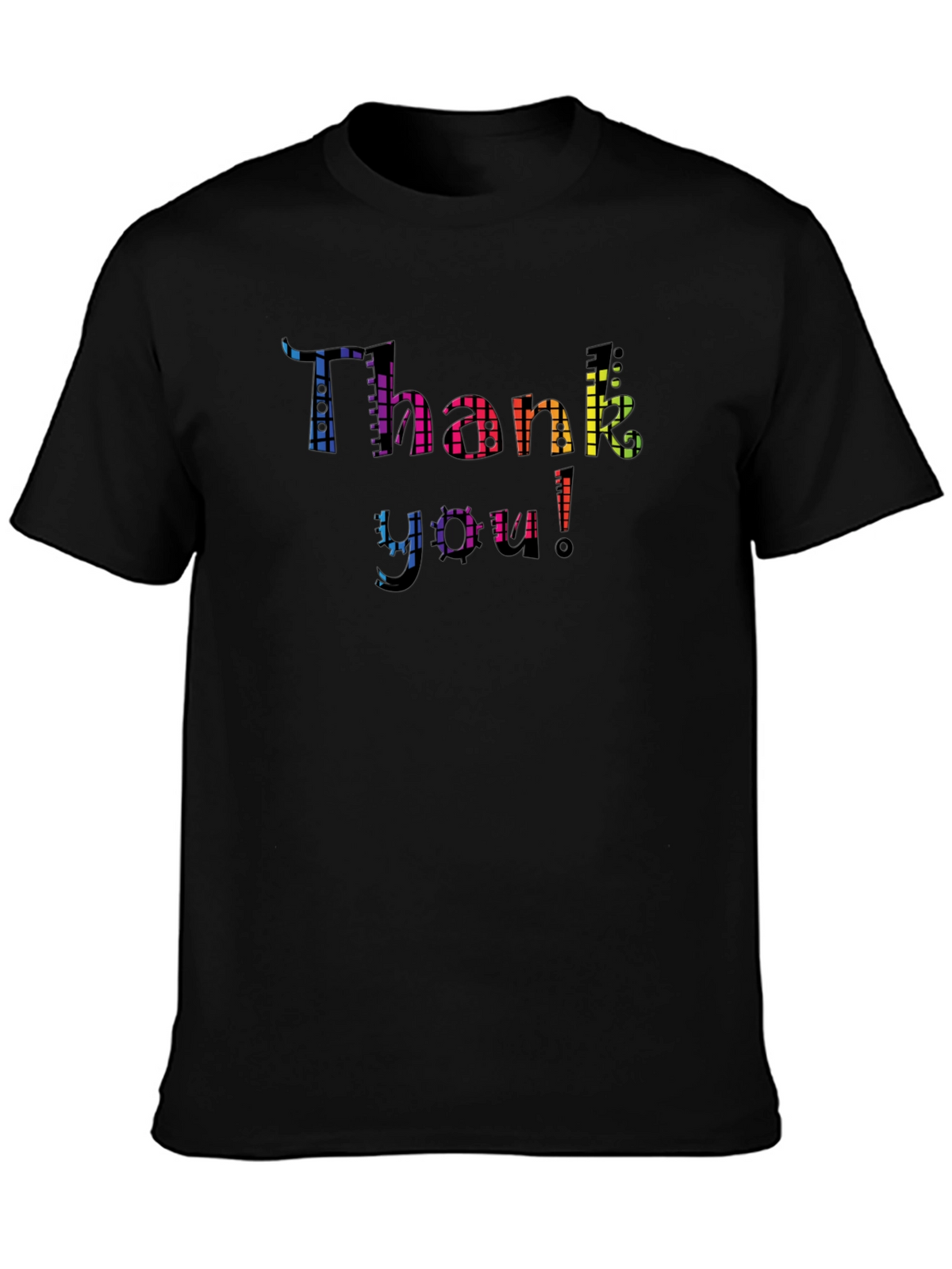 Thank You Rainbow Graphic Black T-Shirt