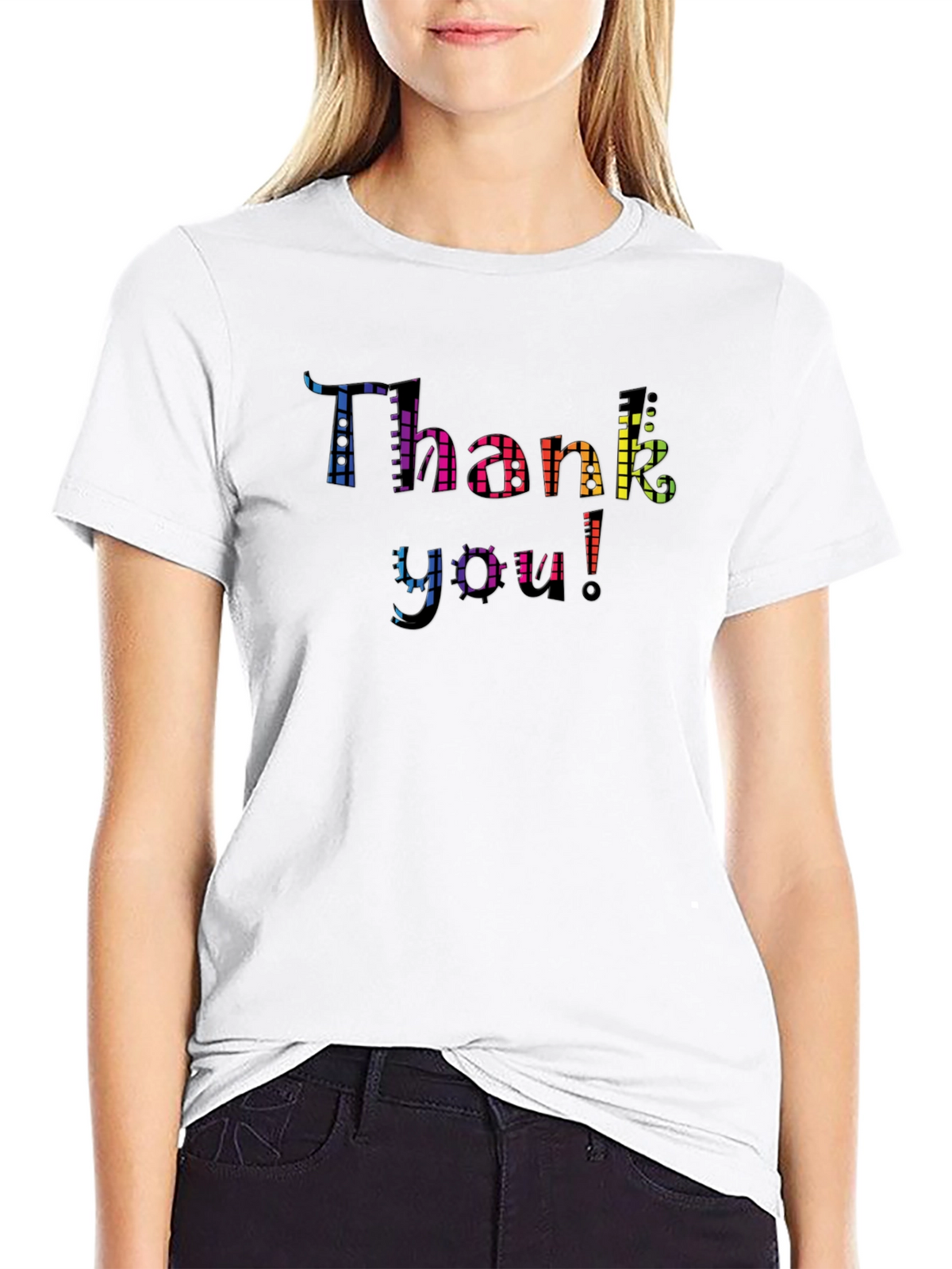 Thank You Rainbow Graphic Black T-Shirt