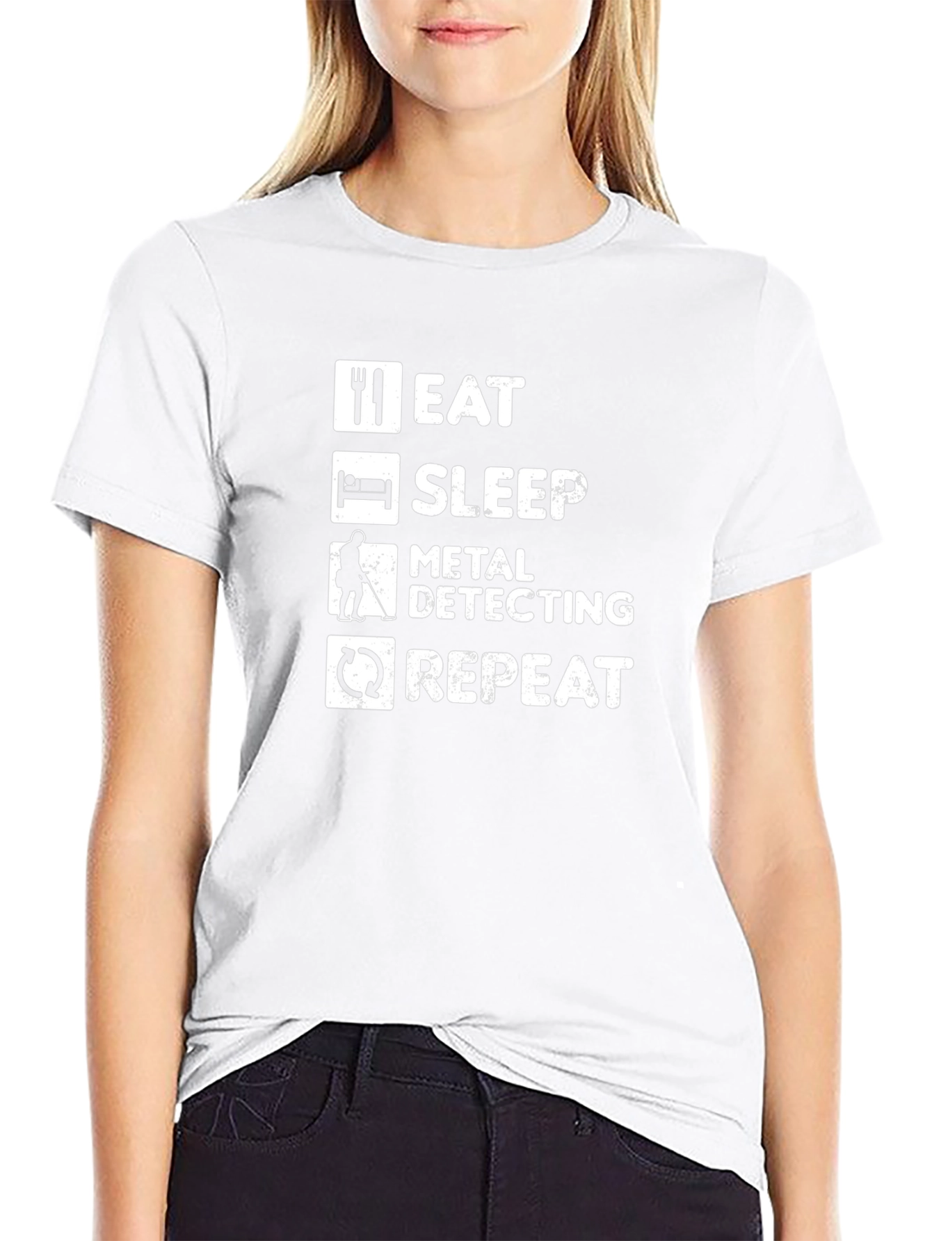 Eat Sleep Metal Detecting Repeat Black T-Shirt