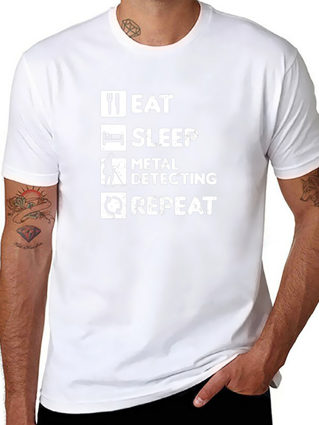 Eat Sleep Metal Detecting Repeat Black T-Shirt
