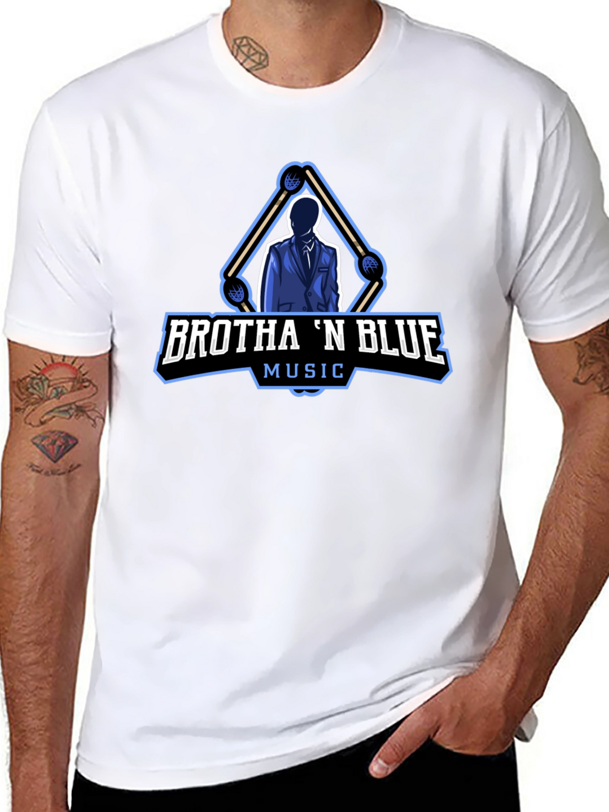 Brotha N Blue Music Black T-Shirt