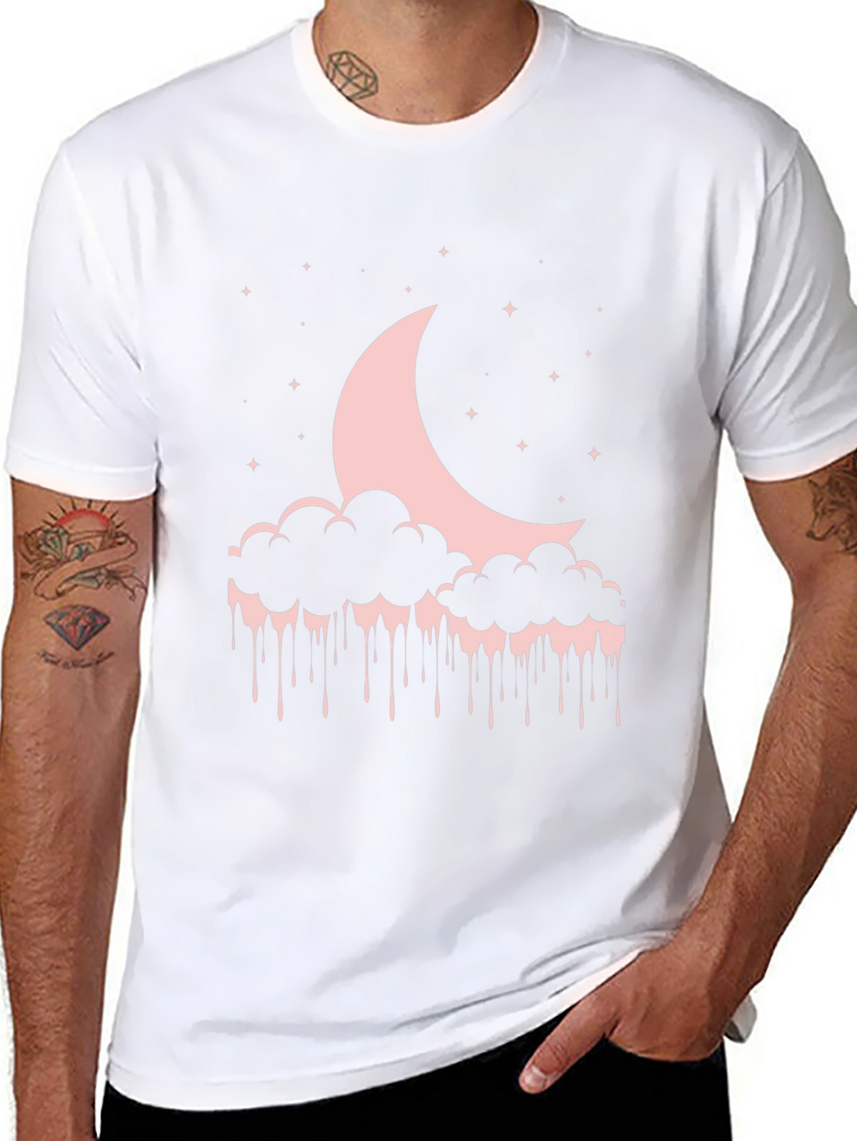 Moon & Cloud Drip Graphic T-Shirt