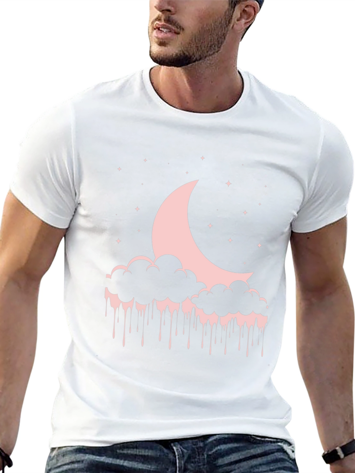 Moon & Cloud Drip Graphic T-Shirt