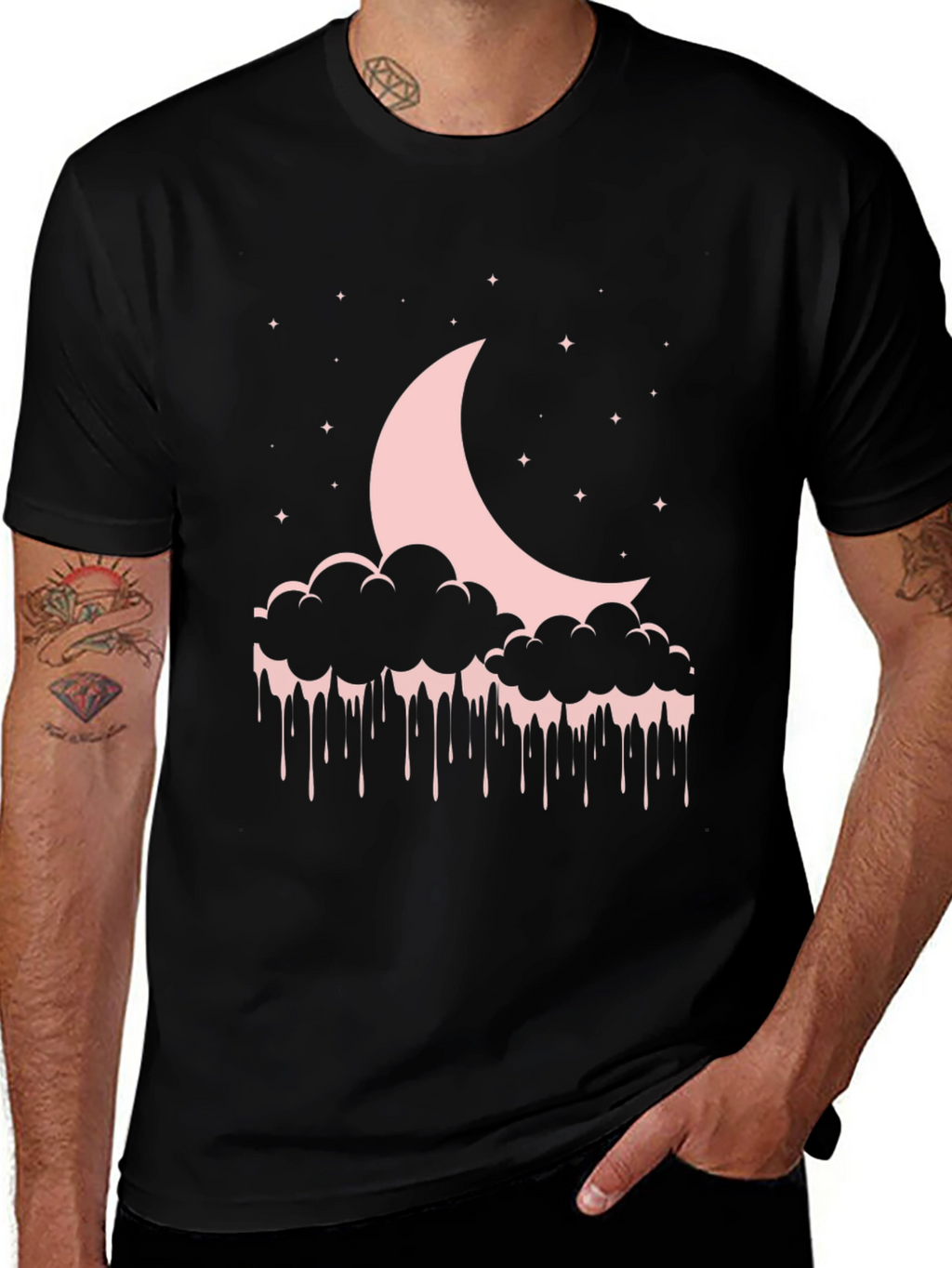Moon & Cloud Drip Graphic T-Shirt