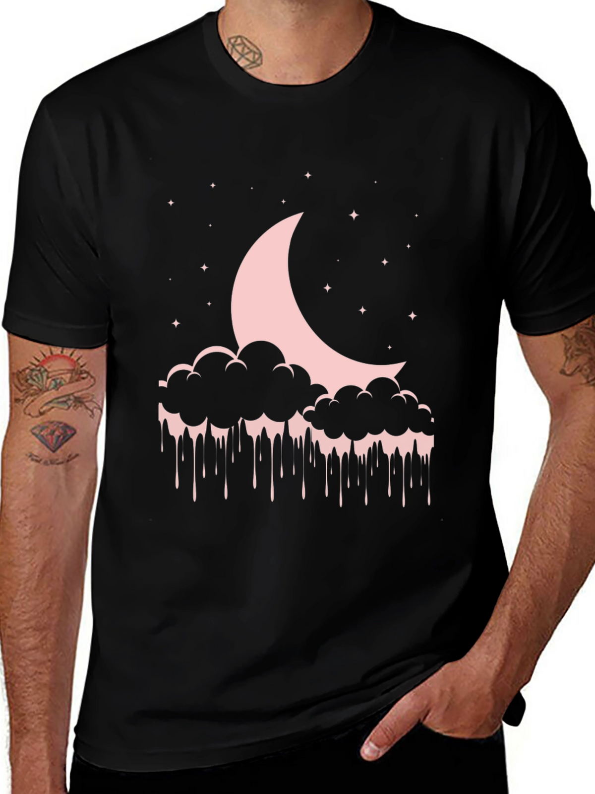 Moon & Cloud Drip Graphic T-Shirt
