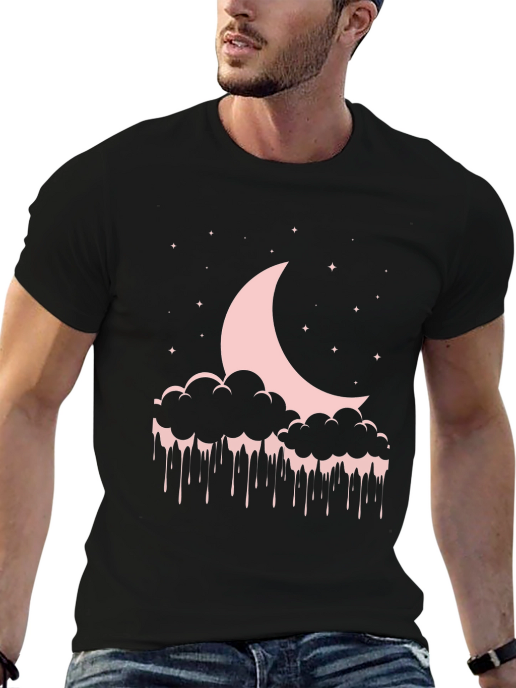 Moon & Cloud Drip Graphic T-Shirt