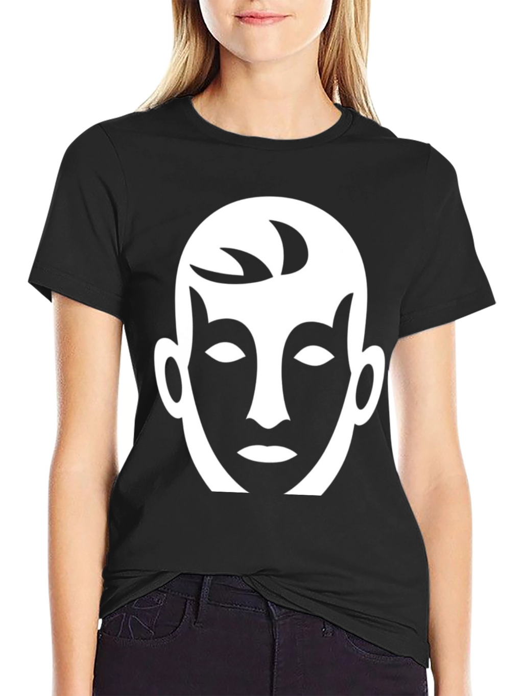 Abstract Face Graphic Tee - Black