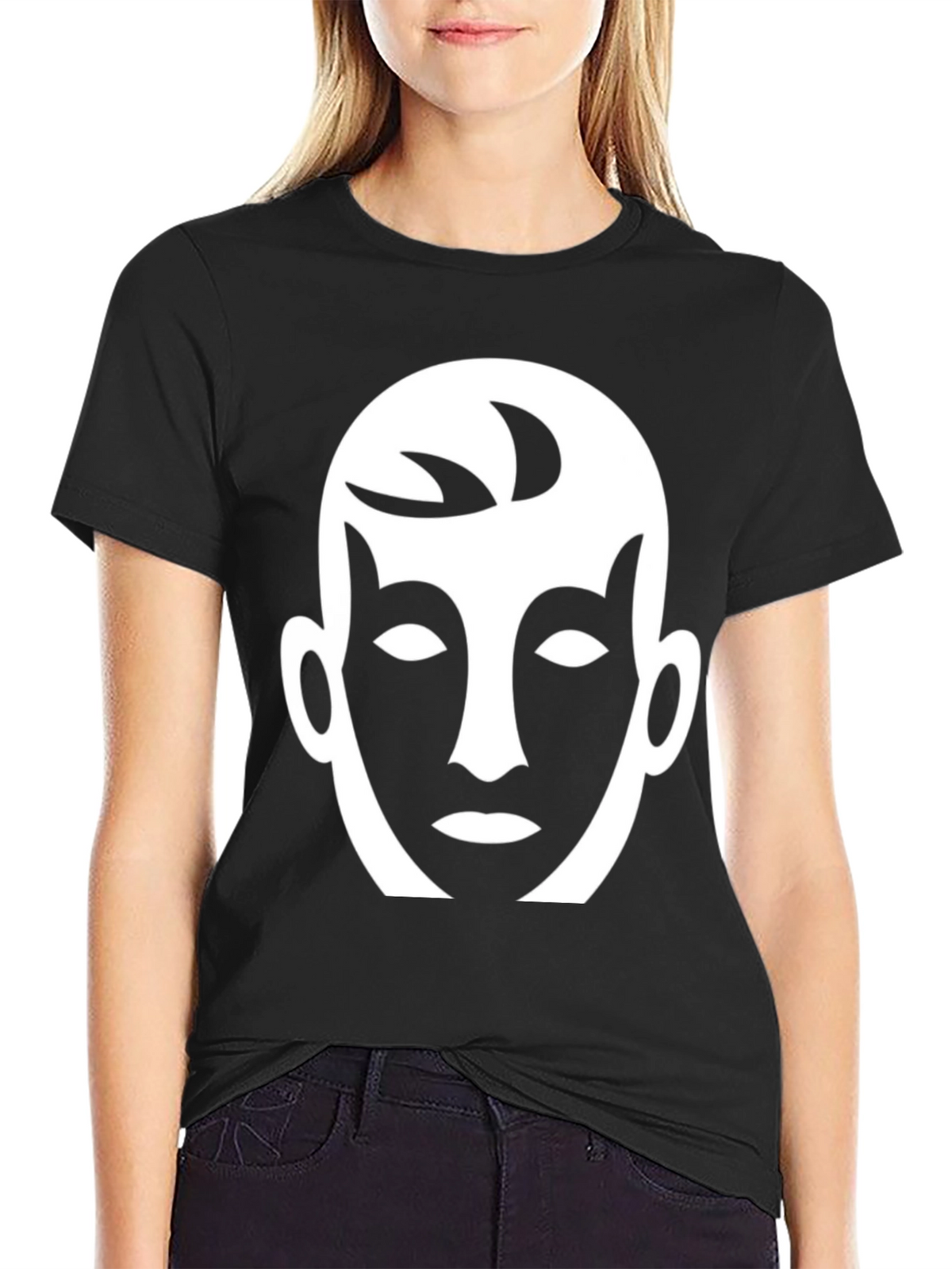 Abstract Face Graphic Tee - Black