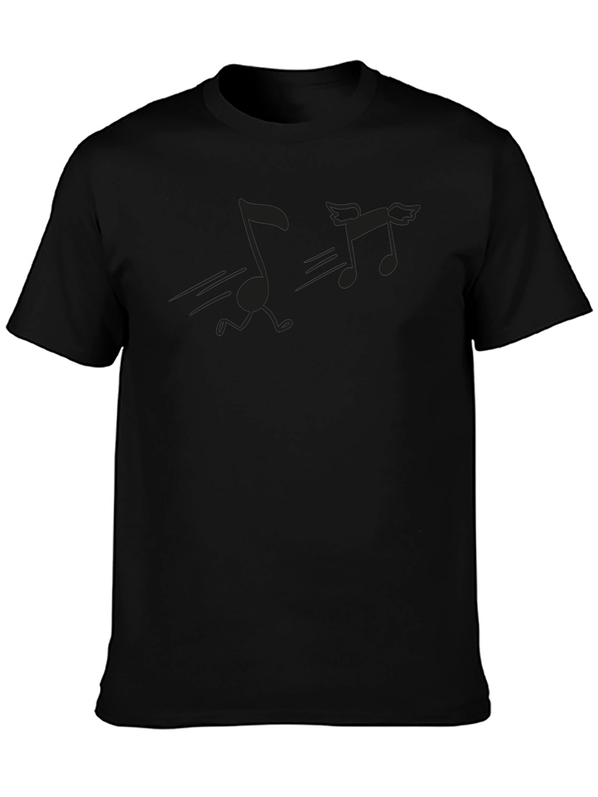 Musical Notes Graphic Tee - Black Crewneck T-Shirt