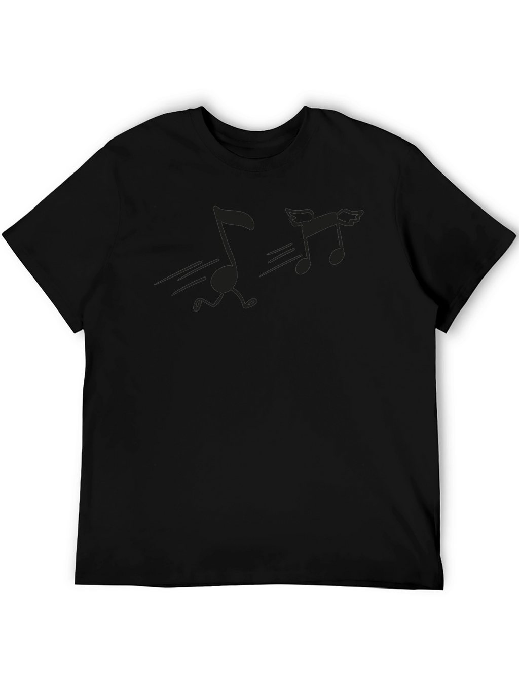 Musical Notes Graphic Tee - Black Crewneck T-Shirt