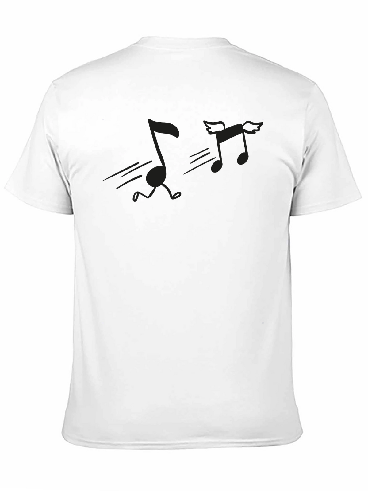 Musical Notes Graphic Tee - Black Crewneck T-Shirt