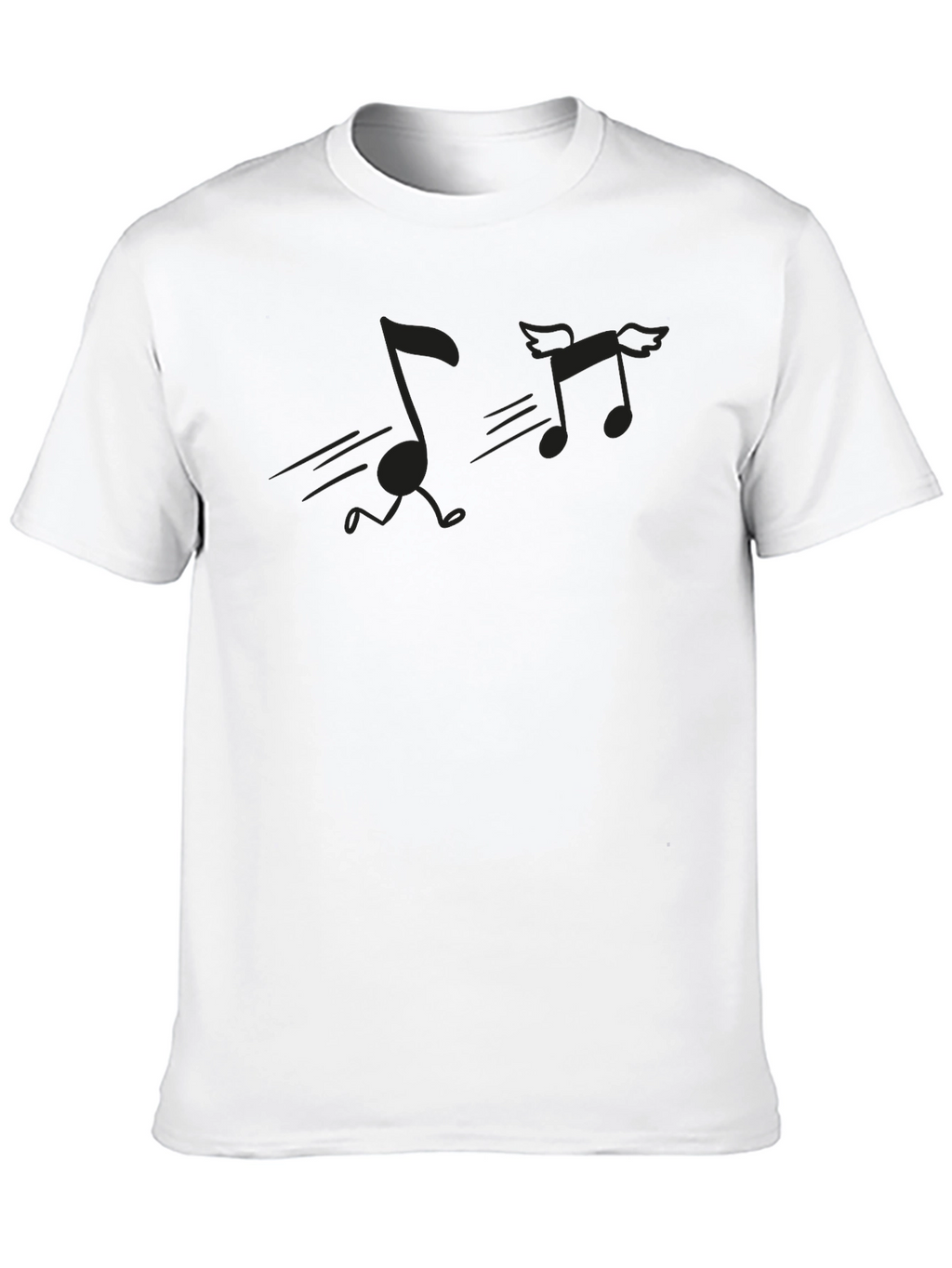 Musical Notes Graphic Tee - Black Crewneck T-Shirt