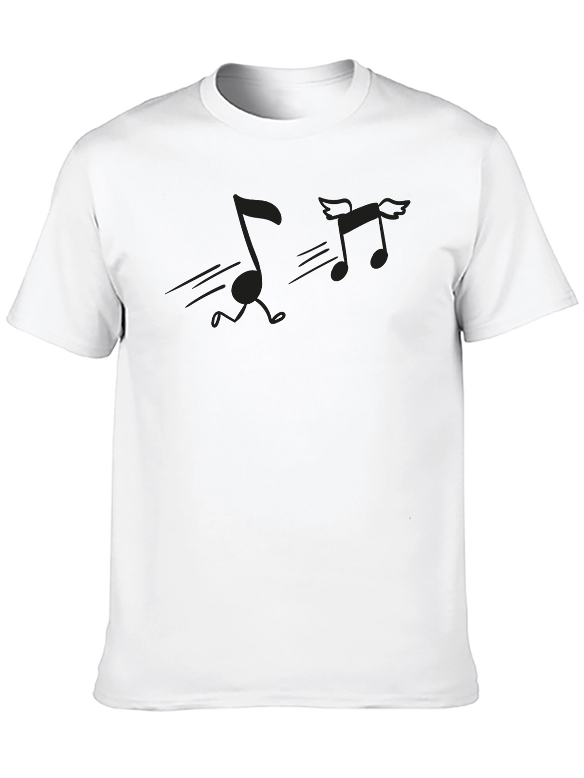 Musical Notes Graphic Tee - Black Crewneck T-Shirt