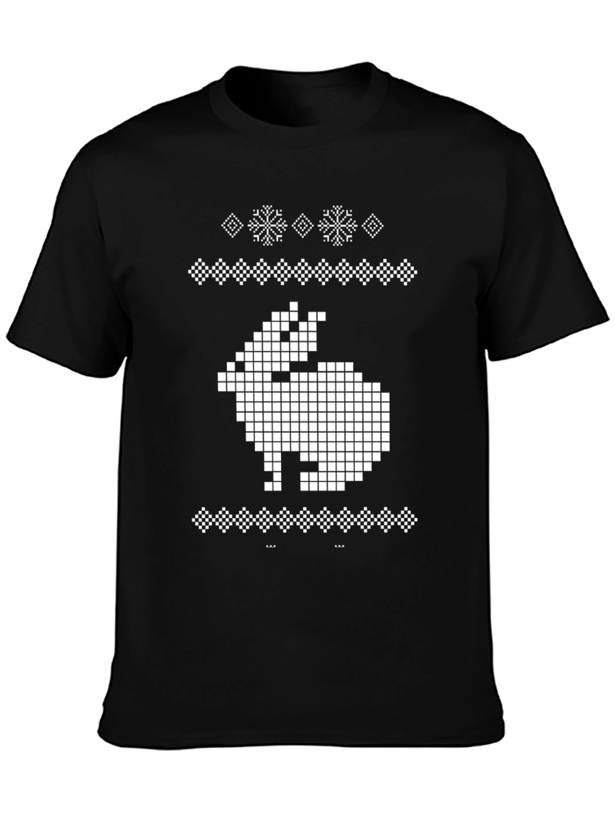 Pixel Rabbit Graphic Tee - Black Crew Neck