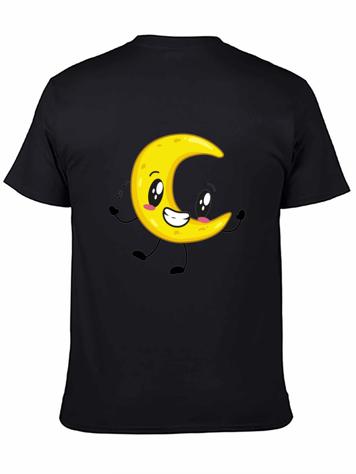 Cartoon Moon Graphic Black T-Shirt