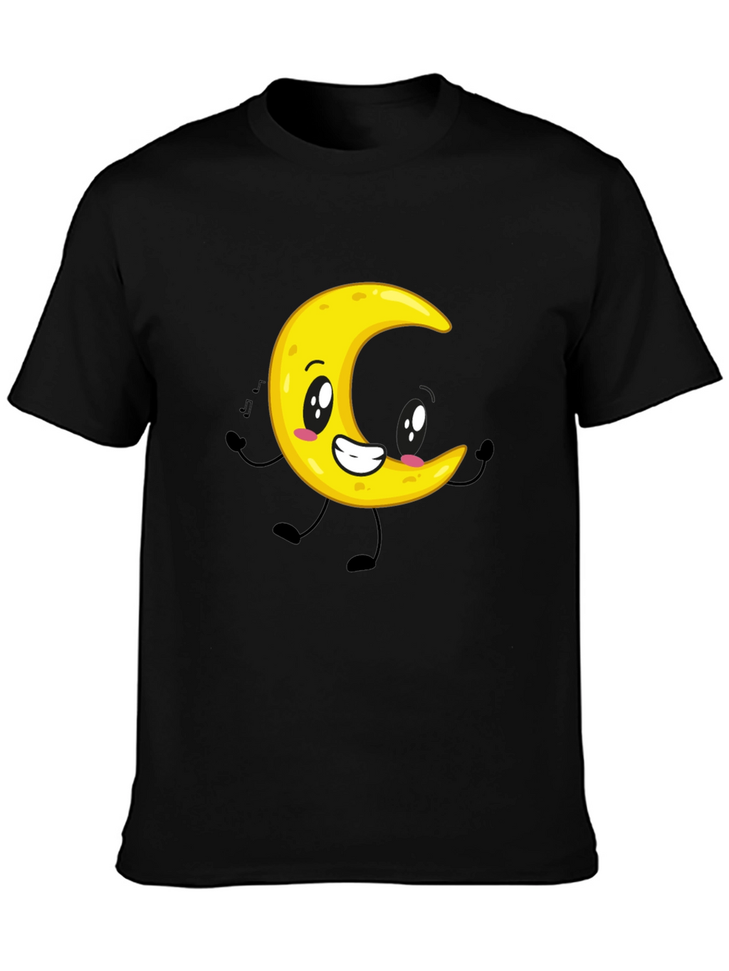 Cartoon Moon Graphic Black T-Shirt